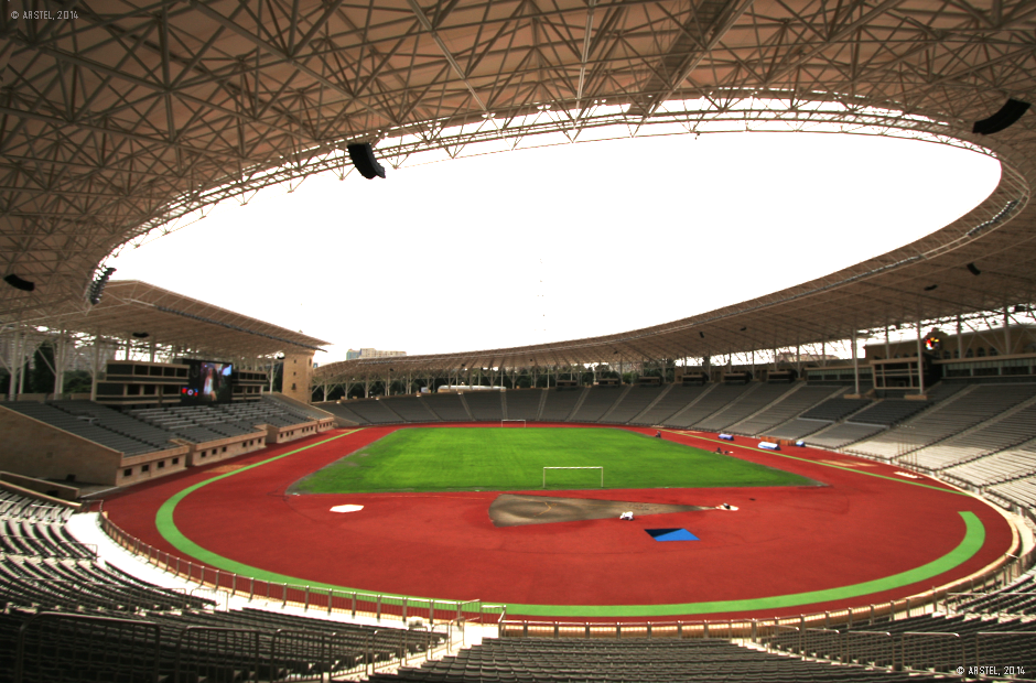 Вид стадиона с установленными линейными массивами Inter-M